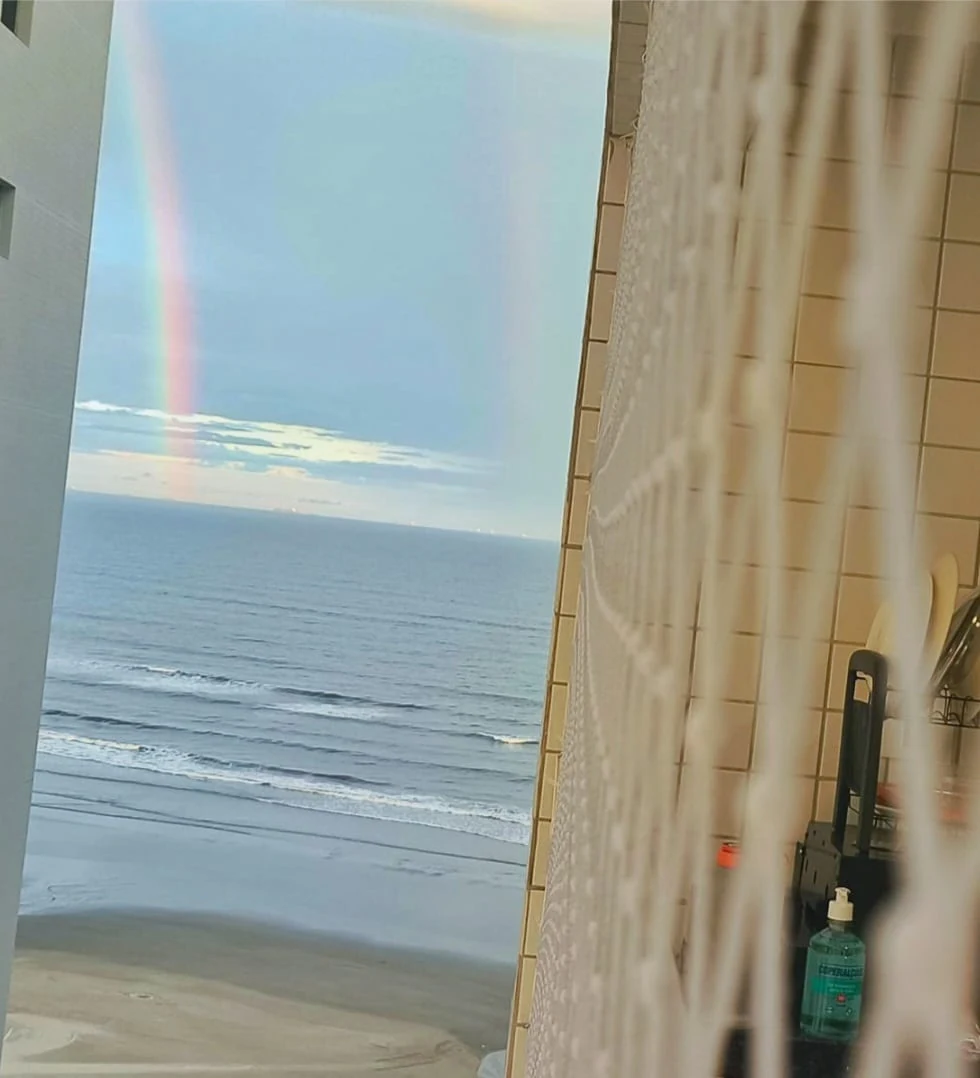 Sea seen from the balcony, beachfront apartment in Praia Grande