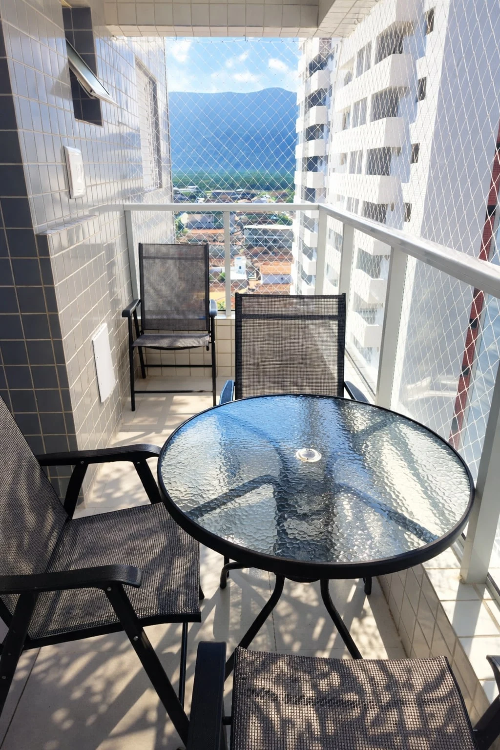Balcony table, beachfront apartment in Praia Grande