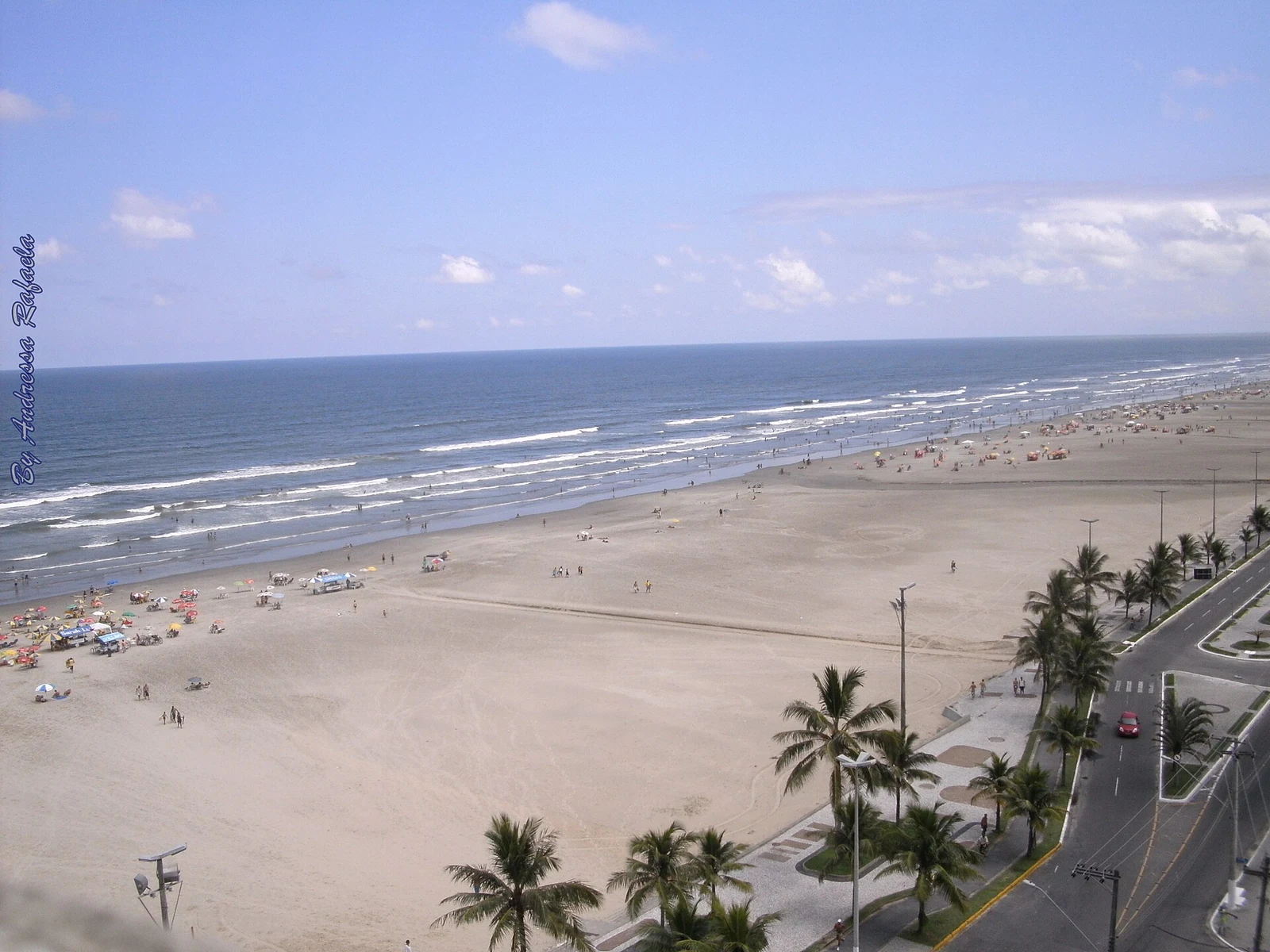 Aerial view of the beach and seafront of Praia Grande, on the São Paulo coast